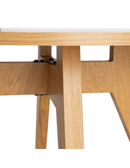 Table à manger ronde effet bois naturel MDF 120 cm Alvoryn Ixia - 4