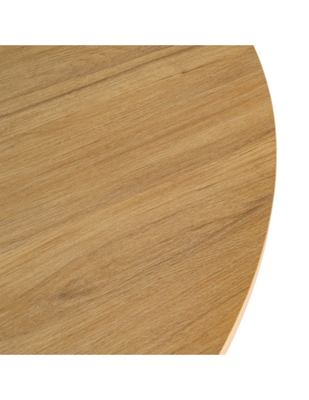 Table à manger ronde effet bois naturel MDF 120 cm Alvoryn Ixia - 5