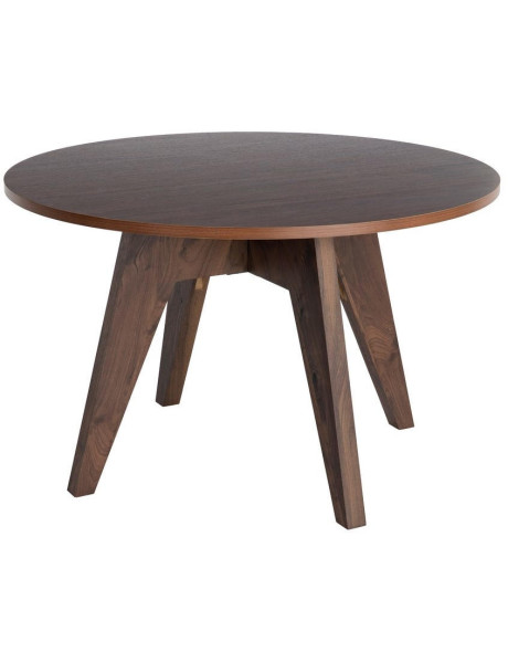 Table à manger ronde MDF effet bois brun 120 cm Alvoryn Ixia - 1