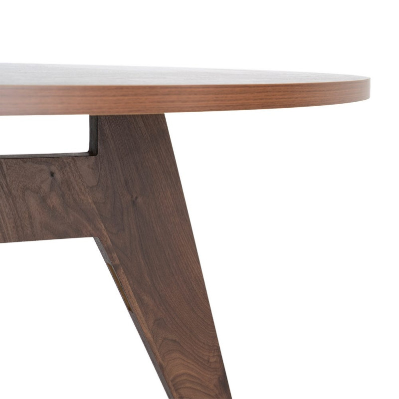 Table à manger ronde MDF effet bois brun 120 cm Alvoryn Ixia - 2