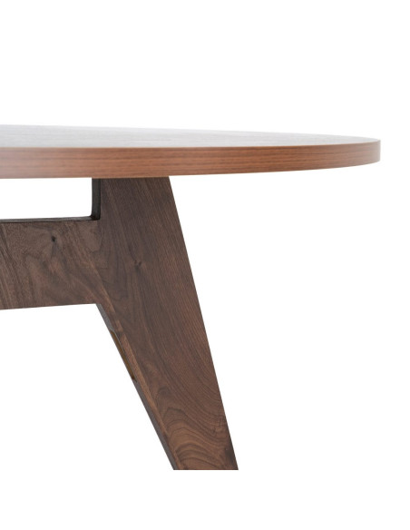 Table à manger ronde MDF effet bois brun 120 cm Alvoryn Ixia - 2