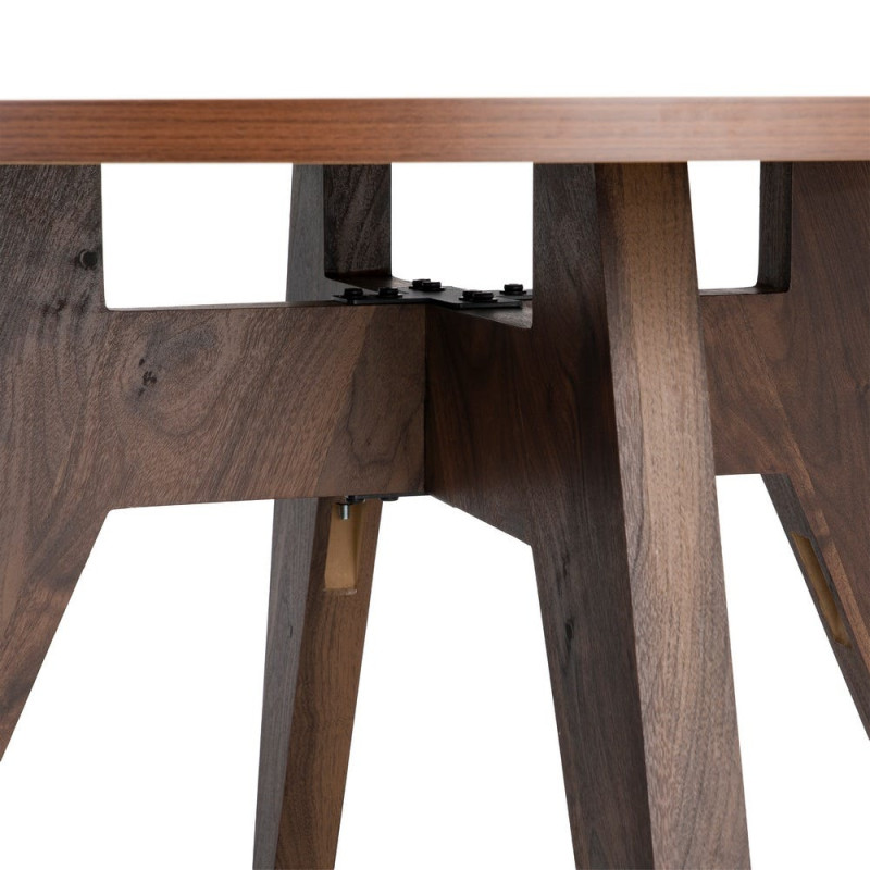 Table à manger ronde MDF effet bois brun 120 cm Alvoryn Ixia - 3
