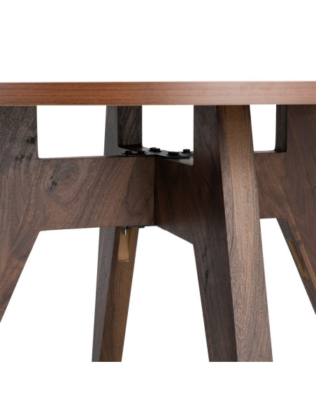 Table à manger ronde MDF effet bois brun 120 cm Alvoryn Ixia - 3