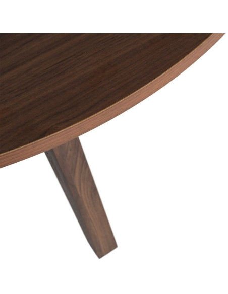 Table à manger ronde MDF effet bois brun 120 cm Alvoryn Ixia - 4