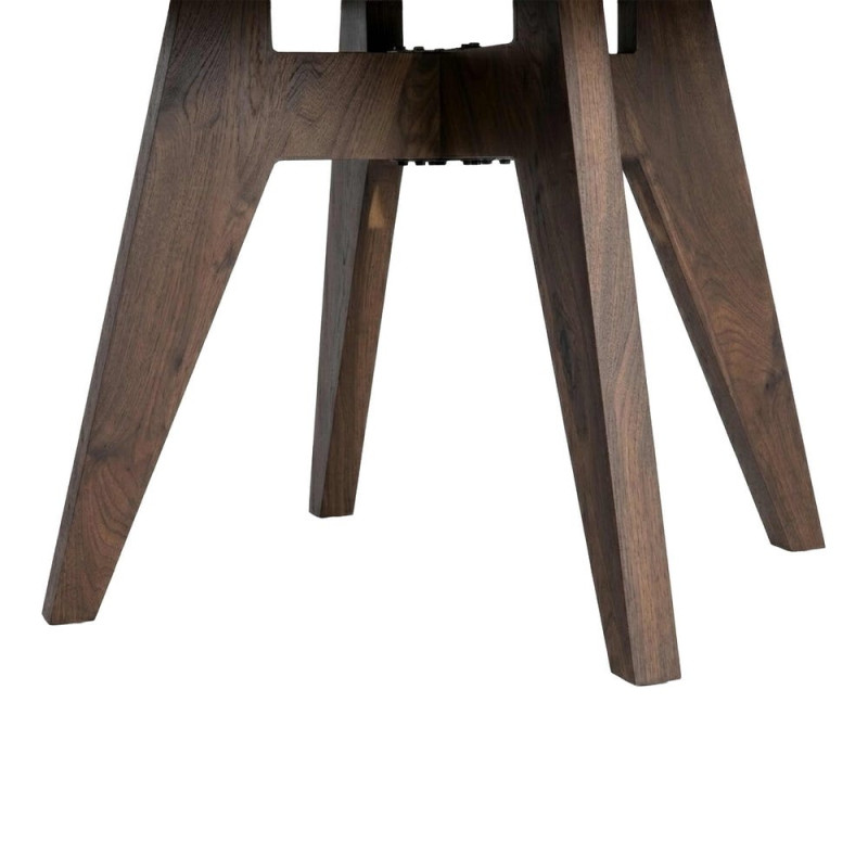 Table à manger ronde MDF effet bois brun 120 cm Alvoryn Ixia - 6