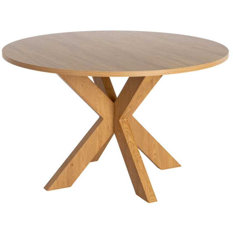 Table à manger ronde MDF effet bois naturel 120 cm Solviane Ixia - 1