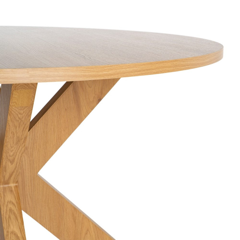 Table à manger ronde MDF effet bois naturel 120 cm Solviane Ixia - 2