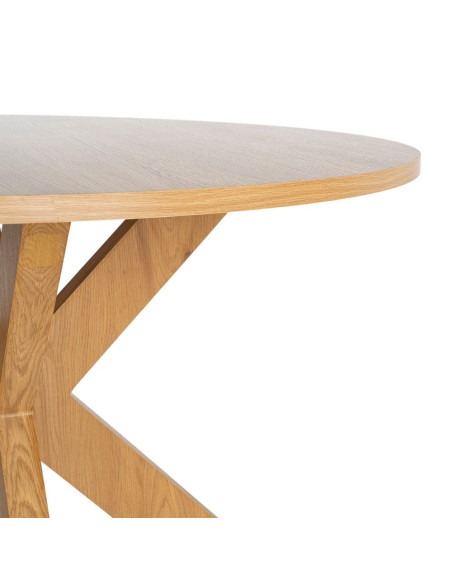 Table à manger ronde MDF effet bois naturel 120 cm Solviane Ixia - 2