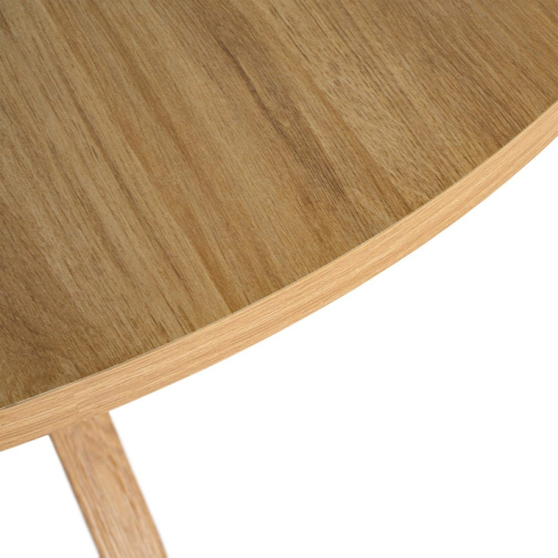 Table à manger ronde MDF effet bois naturel 120 cm Solviane Ixia - 3