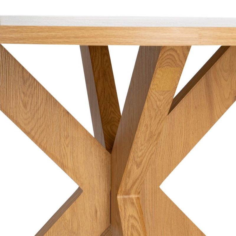 Table à manger ronde MDF effet bois naturel 120 cm Solviane Ixia - 4