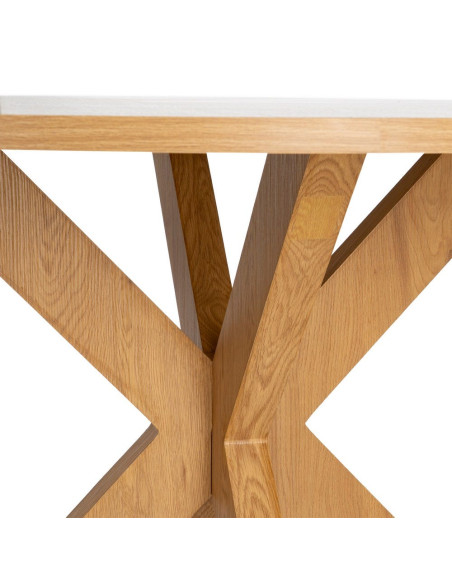 Table à manger ronde MDF effet bois naturel 120 cm Solviane Ixia - 4