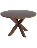 Table à manger ronde MDF effet bois foncé 120 cm Solviane