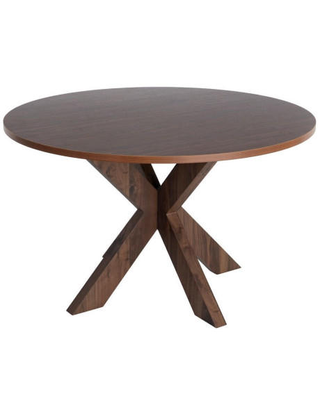 Table à manger ronde MDF effet bois foncé 120 cm Solviane Ixia - 1