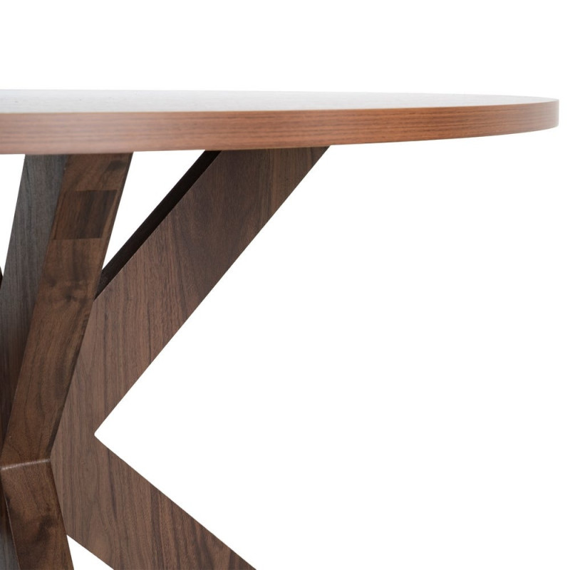 Table à manger ronde MDF effet bois foncé 120 cm Solviane Ixia - 2