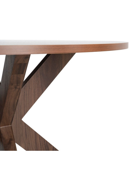 Table à manger ronde MDF effet bois foncé 120 cm Solviane Ixia - 2