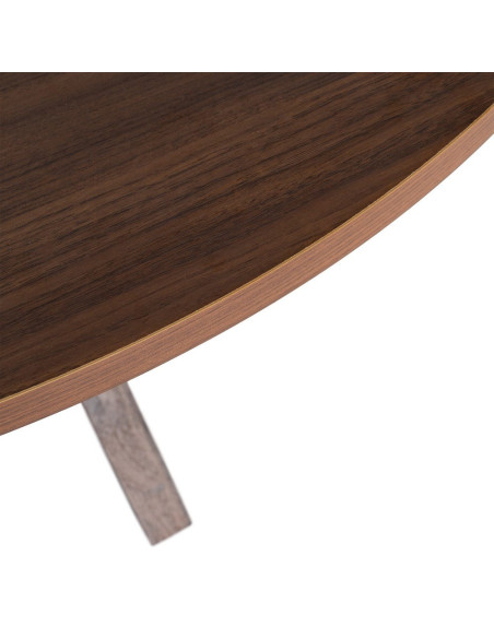 Table à manger ronde MDF effet bois foncé 120 cm Solviane Ixia - 3