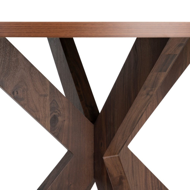Table à manger ronde MDF effet bois foncé 120 cm Solviane Ixia - 4