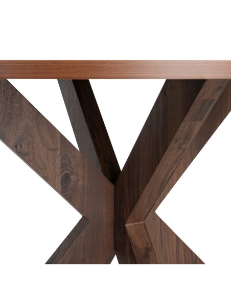 Table à manger ronde MDF effet bois foncé 120 cm Solviane Ixia - 4