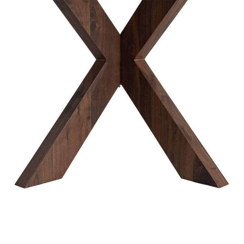 Table à manger ronde MDF effet bois foncé 120 cm Solviane Ixia - 6
