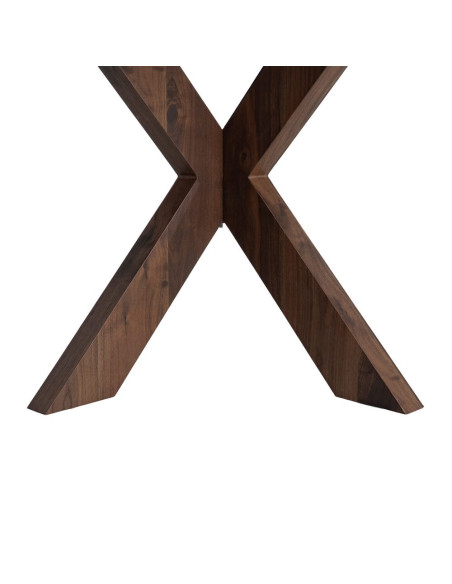 Table à manger ronde MDF effet bois foncé 120 cm Solviane Ixia - 6