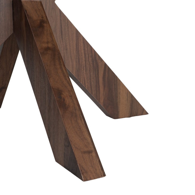 Table à manger ronde MDF effet bois foncé 120 cm Solviane Ixia - 7
