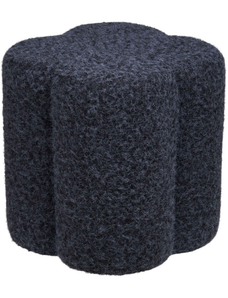 Pouf rond bouclette bleu nuit 42 cm Durban House Nordic - 1