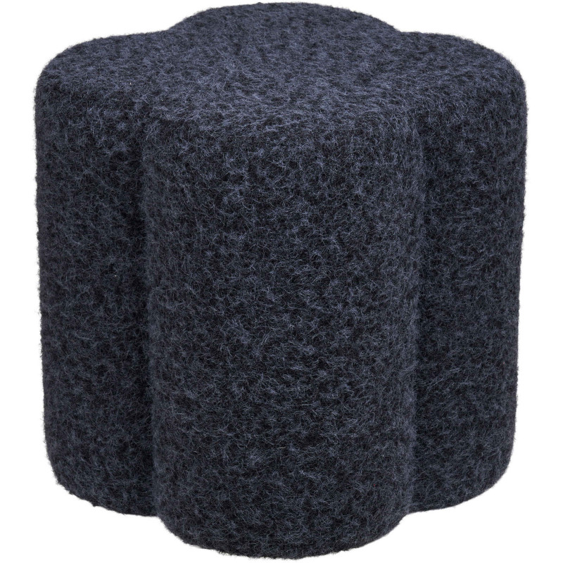 Pouf rond bouclette bleu nuit 42 cm Durban House Nordic - 1