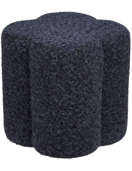Pouf rond bouclette bleu nuit 42 cm Durban House Nordic - 1