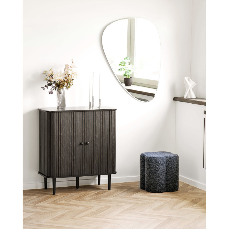 Pouf rond bouclette bleu nuit 42 cm Durban House Nordic - 5
