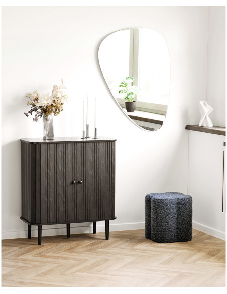 Pouf rond bouclette bleu nuit 42 cm Durban House Nordic - 5