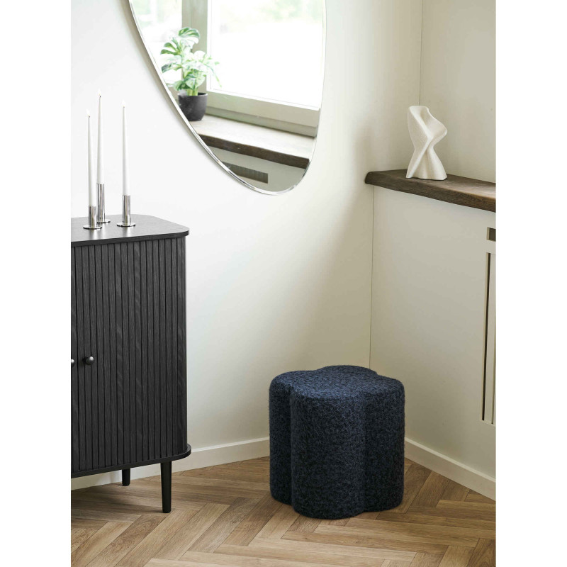 Pouf rond bouclette bleu nuit 42 cm Durban House Nordic - 2
