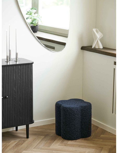 Pouf rond bouclette bleu nuit 42 cm Durban House Nordic - 2