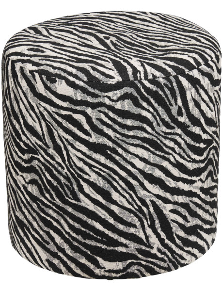 Pouf rond motif zèbre noir et blanc 40 cm Kimberley House Nordic - 1