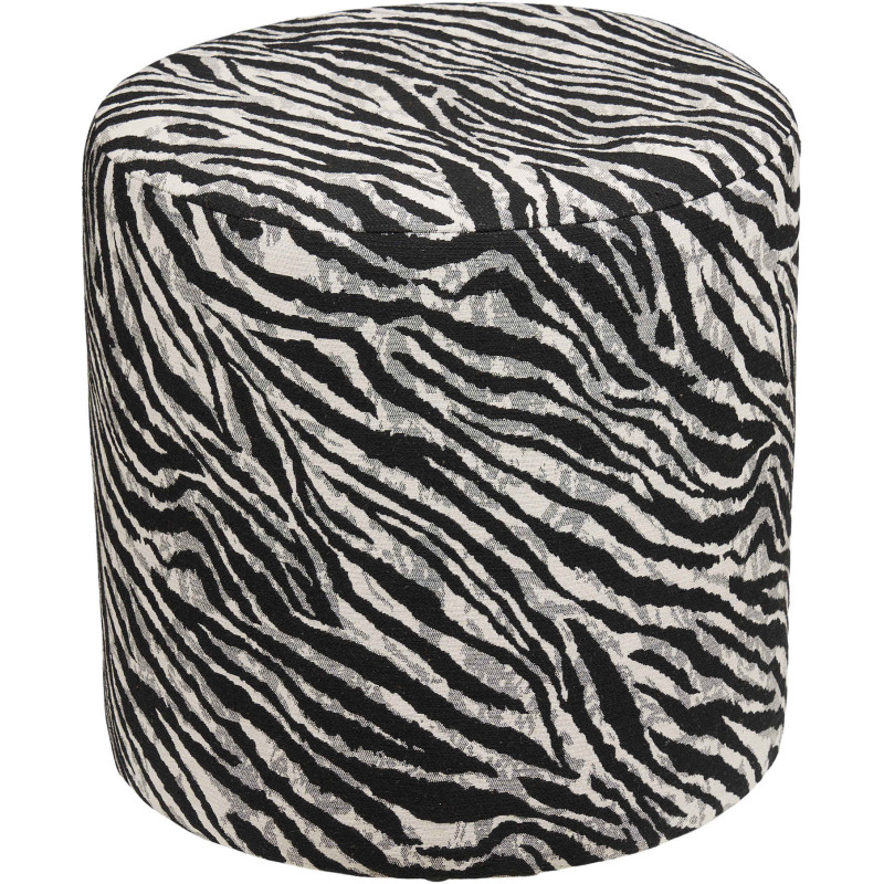 Pouf rond motif zèbre noir et blanc 40 cm Kimberley House Nordic - 1