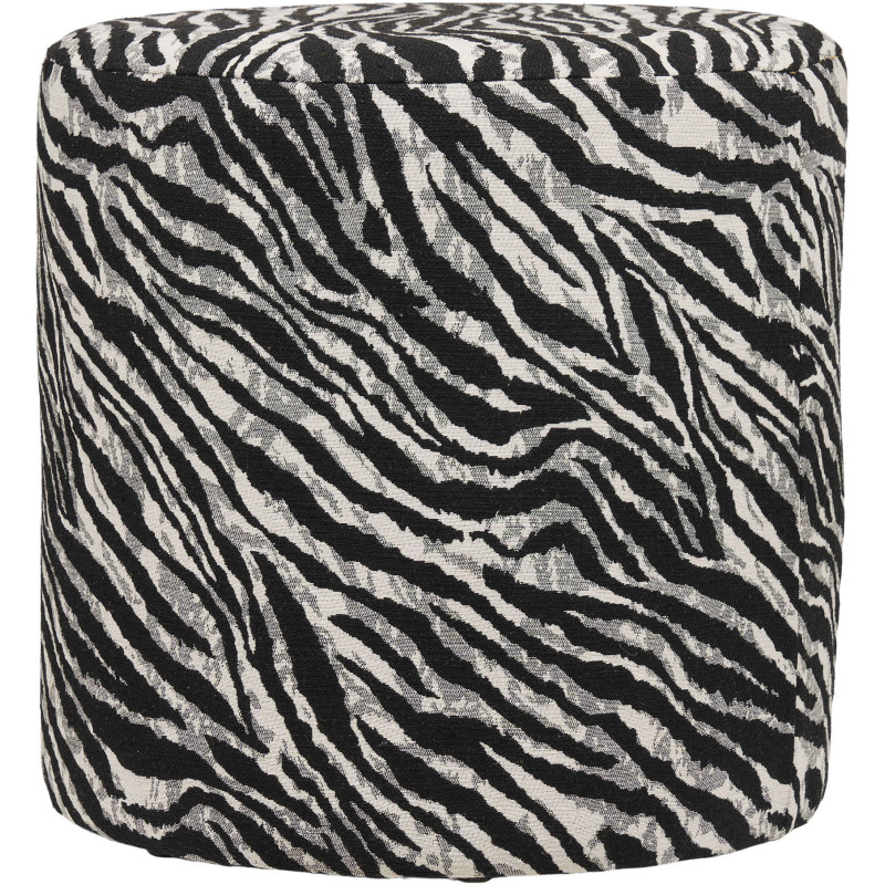 Pouf rond motif zèbre noir et blanc 40 cm Kimberley House Nordic - 3