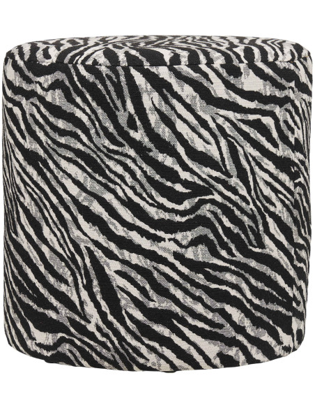 Pouf rond motif zèbre noir et blanc 40 cm Kimberley House Nordic - 3