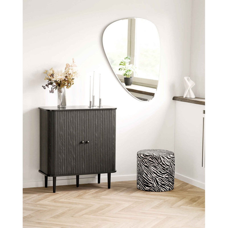 Pouf rond motif zèbre noir et blanc 40 cm Kimberley House Nordic - 5