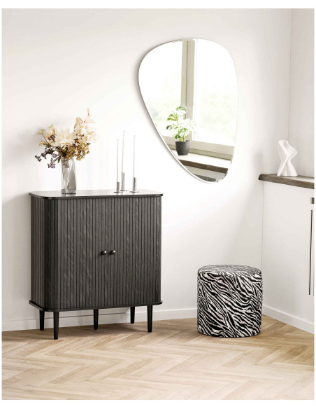 Pouf rond motif zèbre noir et blanc 40 cm Kimberley House Nordic - 5