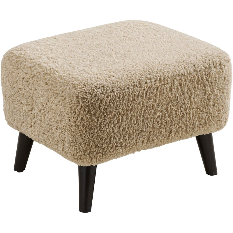 Pouf repose-pieds bouclette beige 54 cm Lunaro House Nordic - 1