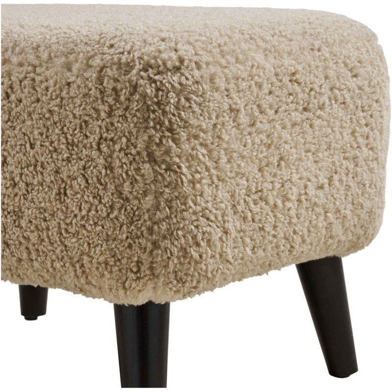 Pouf repose-pieds bouclette beige 54 cm Lunaro House Nordic - 5