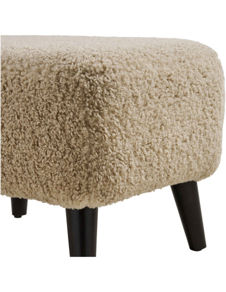 Pouf repose-pieds bouclette beige 54 cm Lunaro House Nordic - 5