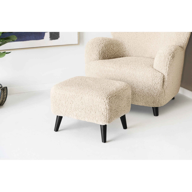 Pouf repose-pieds bouclette beige 54 cm Lunaro House Nordic - 6