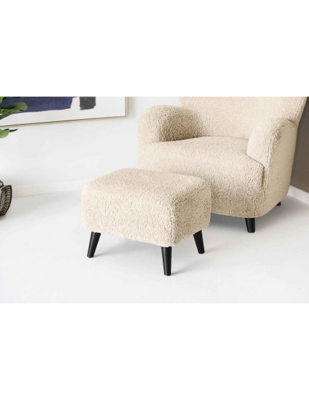 Pouf repose-pieds bouclette beige 54 cm Lunaro House Nordic - 6