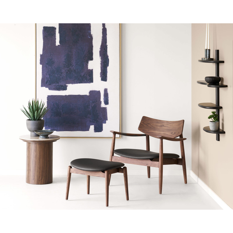 Repose-pieds frêne brun et polyuréthane noir 53,5 cm Olvera House Nordic - 2