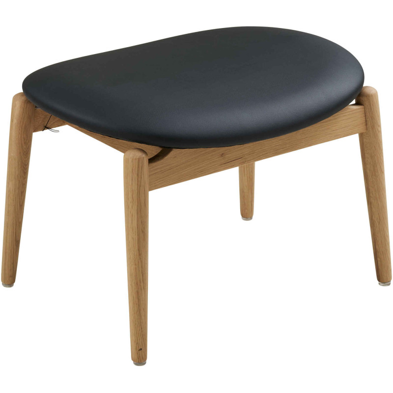 Repose-pieds fauteuil chêne naturel et polyuréthane noir 53,5 cm Olvera House Nordic - 1