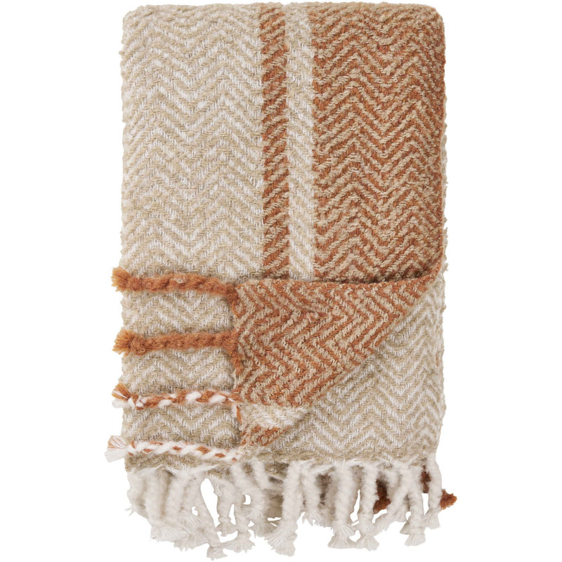 Plaid canapé beige orange à franges 130x180 cm Almora House Nordic - 1