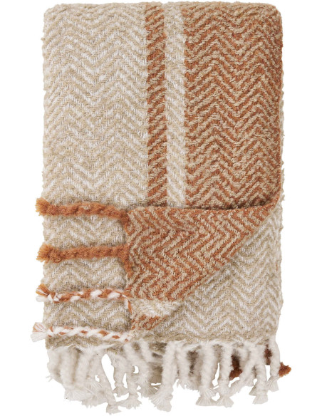 Plaid canapé beige orange à franges 130x180 cm Almora House Nordic - 1
