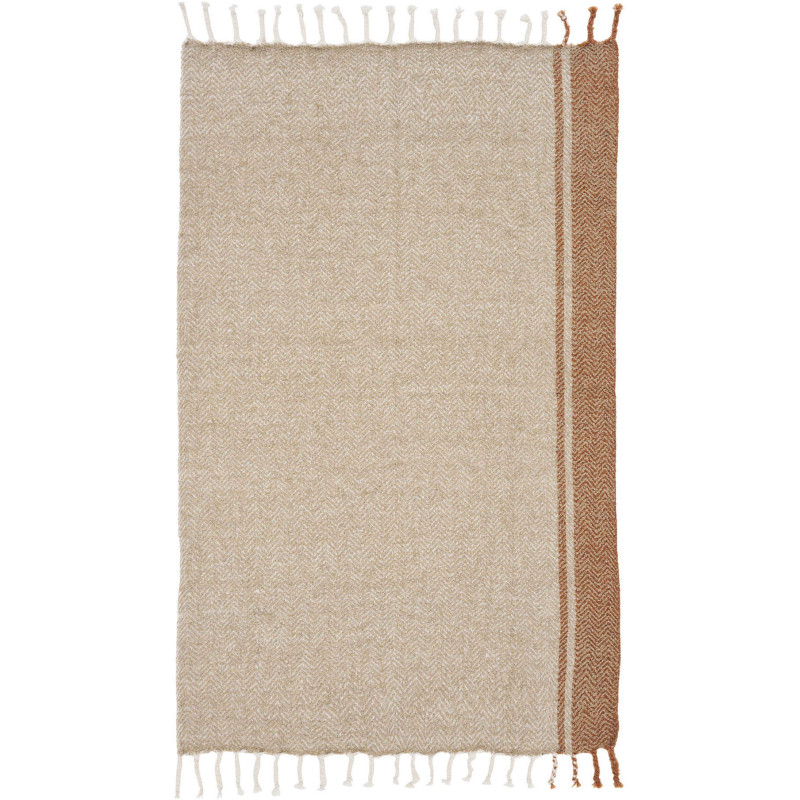 Plaid canapé beige orange à franges 130x180 cm Almora House Nordic - 3