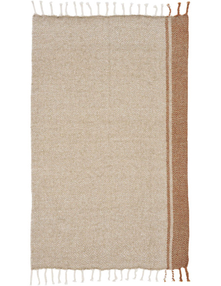 Plaid canapé beige orange à franges 130x180 cm Almora House Nordic - 3