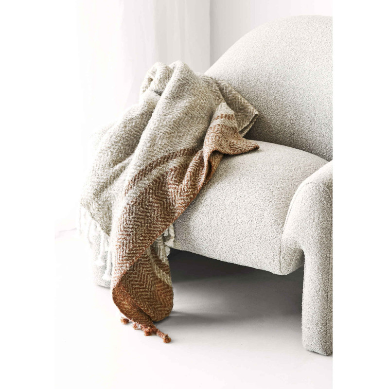 Plaid canapé beige orange à franges 130x180 cm Almora House Nordic - 4